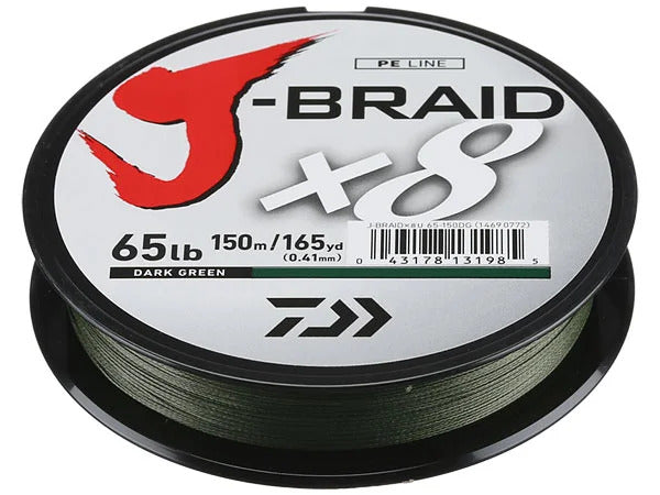 Daiwa J-Braid X8 Braided Line (165 yd) Dark Green