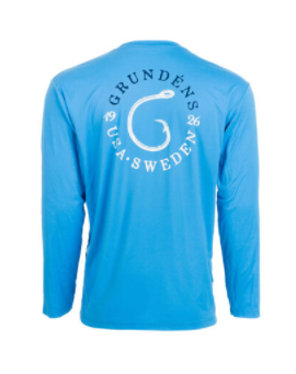 Grundens Tech Tee LS G Hook Print Coastal Blue