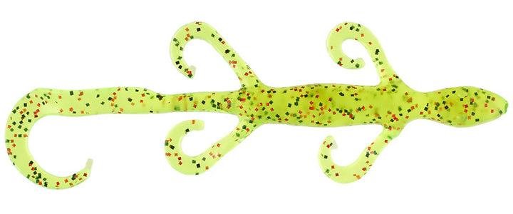 Zoom 6" Lizard (9 Pk) Chartreuse Pepper Red By Bait-WrX